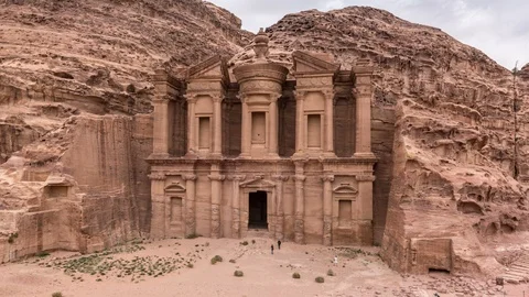 Ad Deir or the Monastery, a monumental building in ancient city of Petra Stock Footage 108812026