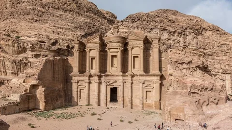 Ad Deir or the Monastery, a monumental building  in ancient city of Petra Stock Footage 108821252