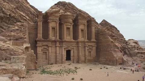 Ad Deir or the Monastery, a monumental building in the ancient city of Petra Stock Footage 112618466