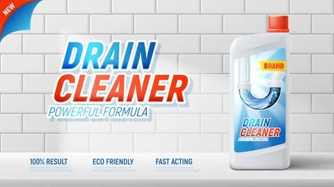 Ad of drain cleaner product Stock Illustration