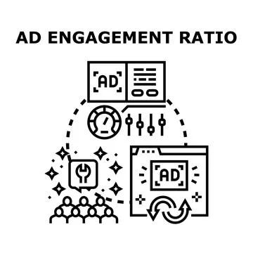 Ad engagement ratio optimizing digital marketing strategy Stock Illustration