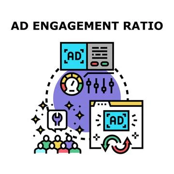 Ad engagement ratio optimizing digital marketing strategy Stock Illustration