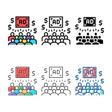 Ad exchange color icon vector variants Illustrazione stock