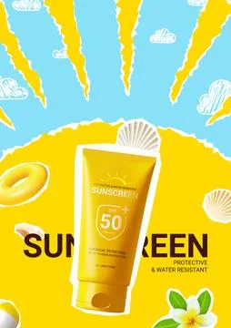 Ad flyer for promotion sunscreen Stock Illustration