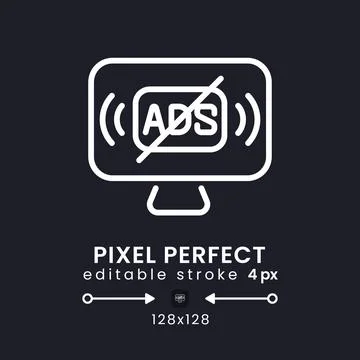 Ad-free streaming white linear desktop icon on black Stock-Illustration