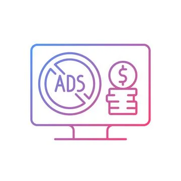Ad-free subscription plan gradient linear vector icon Stock Illustration