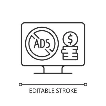 Ad-free subscription plan linear icon Stock Illustration