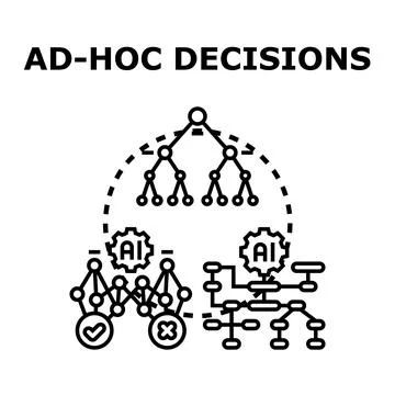 Ad hoc decisions process using artificial intelligence research Stock Illustration