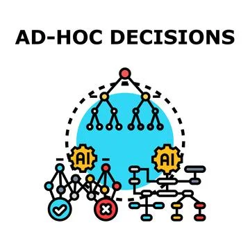Ad hoc decisions process using artificial intelligence research Stock Illustration