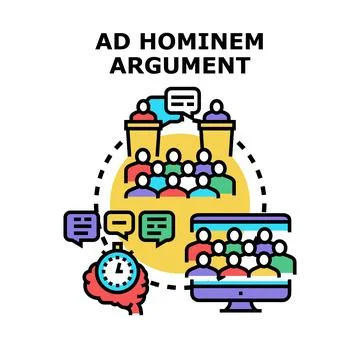 Ad hominem argument concept during debates and meetings Stock Illustration