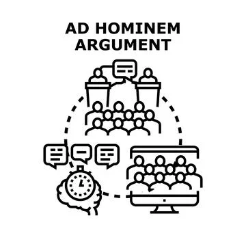 Ad hominem argument concept during debates and meetings Stock Illustration