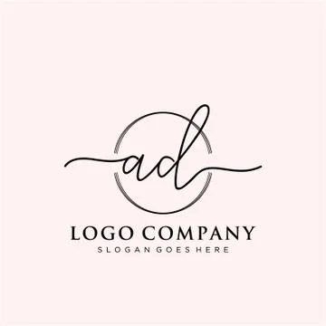 AD Initial handwriting logo design Stock Illustration