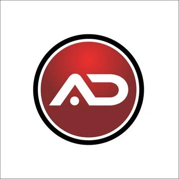 AD initials rounded icon logo red and black Stock Illustration