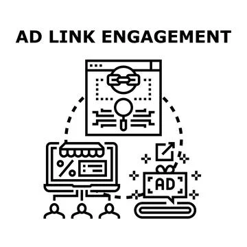 Ad link engagement concept engaging customers online Stock Illustration