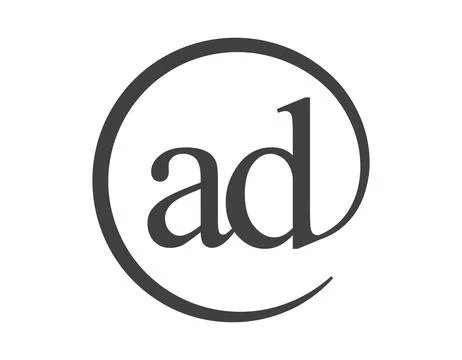 AD logo from two letter with circle shape email sign style. A and D round l.. 스톡 일러스트