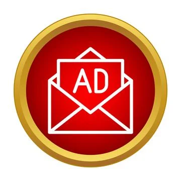 Ad message appearing from an open envelope icon Stock Illustration