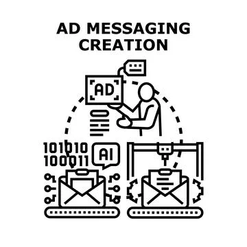 Ad messaging creation process with artificial intelligence Stock Illustration