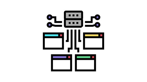 Ad network color icon animation 스톡 동영상 164906602