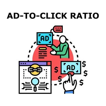 Ad optimizing click through ratio for marketing strategy Stock Illustration