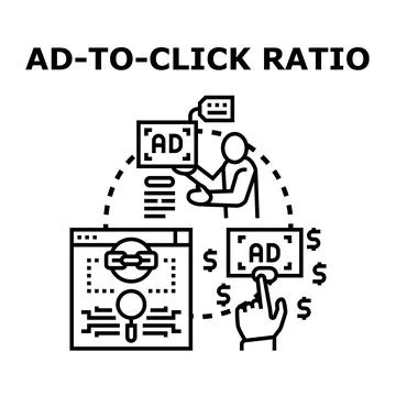 Ad optimizing click through ratio for marketing strategy Stock Illustration