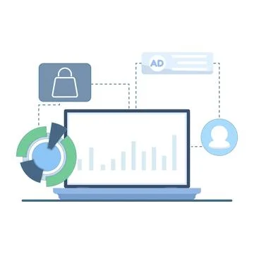Ad performance analytics with e commerce tracking, symbolizing user insights. Stock Illustration
