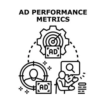 Ad performance metrics measuring campaign effectiveness Stock Illustration