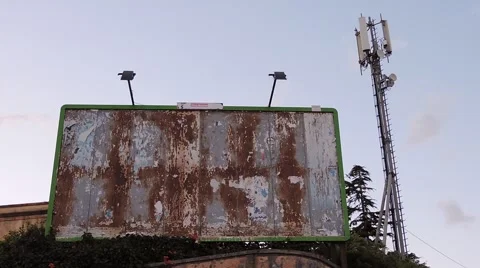 Ad place empty billboard on blue sky Stock Footage 49590868
