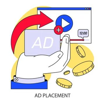 Ad placement strategy concept. Flat vector illustration. Stock Illustration