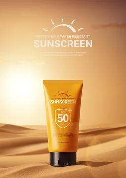 Ad poster for promotion sunscreen Stock Illustration