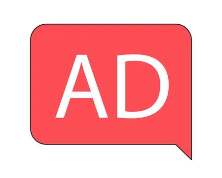 Ad in speech bubble linear flat color vector icon 스톡 일러스트