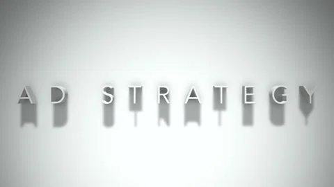 Ad strategy 3D title animation with shadows on a white background Stock Footage 297467551