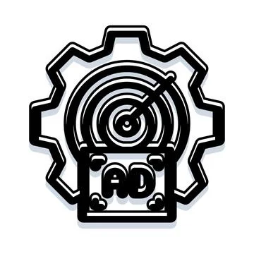 Ad targeting gear optimizing digital marketing strategy Stock Illustration