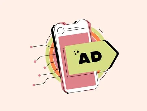 Ad targeting precision enhances mobile advertising ROI with AI-driven audience Stock Illustration
