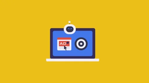 Ad targeting to website clicks, AI bot analyze campaign data. Stock Footage 340452701