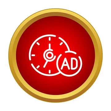 Ad time marketing countdown clock icon button Stock Illustration