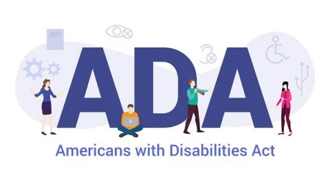 Ada americans with disabilities act concept with big word or text and team pe Stock Illustration