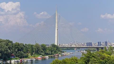 Ada bridge Belgrade Stock Photos