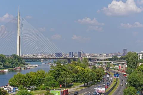 Ada bridge Belgrade Stock Photos