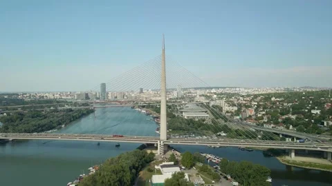 The Ada Bridge pull out shot Stock Footage 235941907