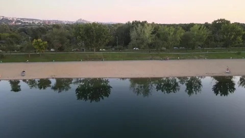 Ada Ciganlija's coast Stock Footage 140882853