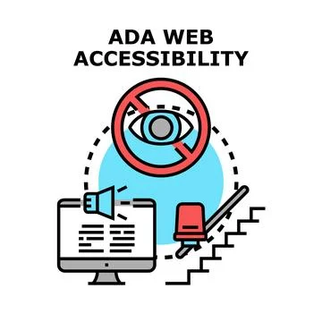 Ada web accessibility concept with computer and assistance 库存插图