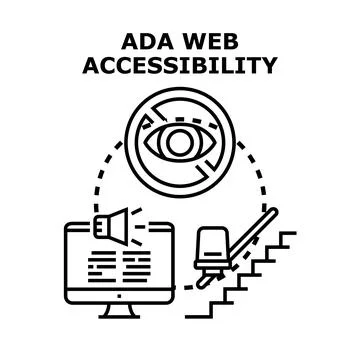 Ada web accessibility concept with computer and assistance Stock Illustration