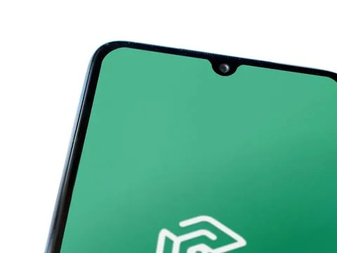 Adam Ai app launch screen on smartphone on white background Stock Photos