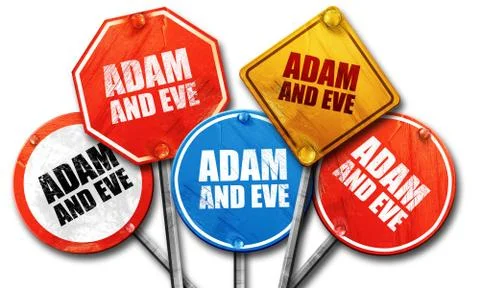 Adam and eve, 3D rendering, street signs Illustrazione stock