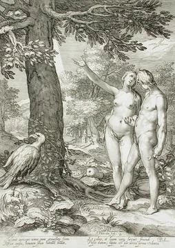 Adam and Eve Before the Tree of Knowledge. Jan Pietersz. Saenredam (Holland.. Stock Illustration