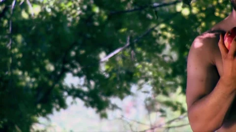 Adam drops fruit.mp4 Stock Footage 46303046