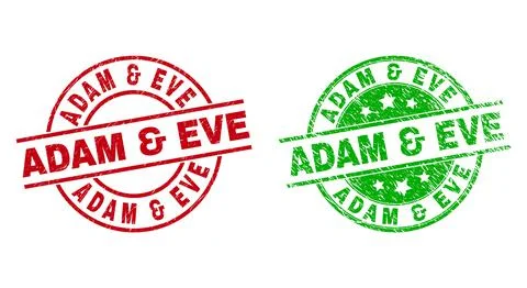 ADAM &amp; EVE Round Stamps Using Corroded Style Stock Illustration