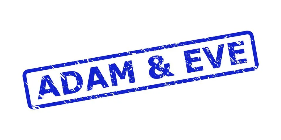 ADAM &amp; EVE Watermark with Corroded Texture and Rounded Rectangle Frame Stock Illustration