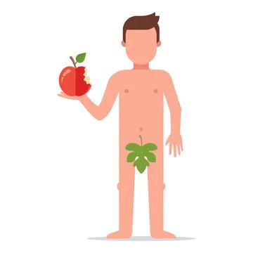 Adam took a bite of an apple and committed a sin. story from the old testament. Stock-Illustration