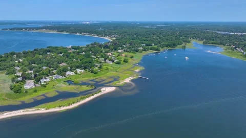Adams Point and Rumstick Point aerial view, Barrington, RI, USA Stock-Footage 339925705